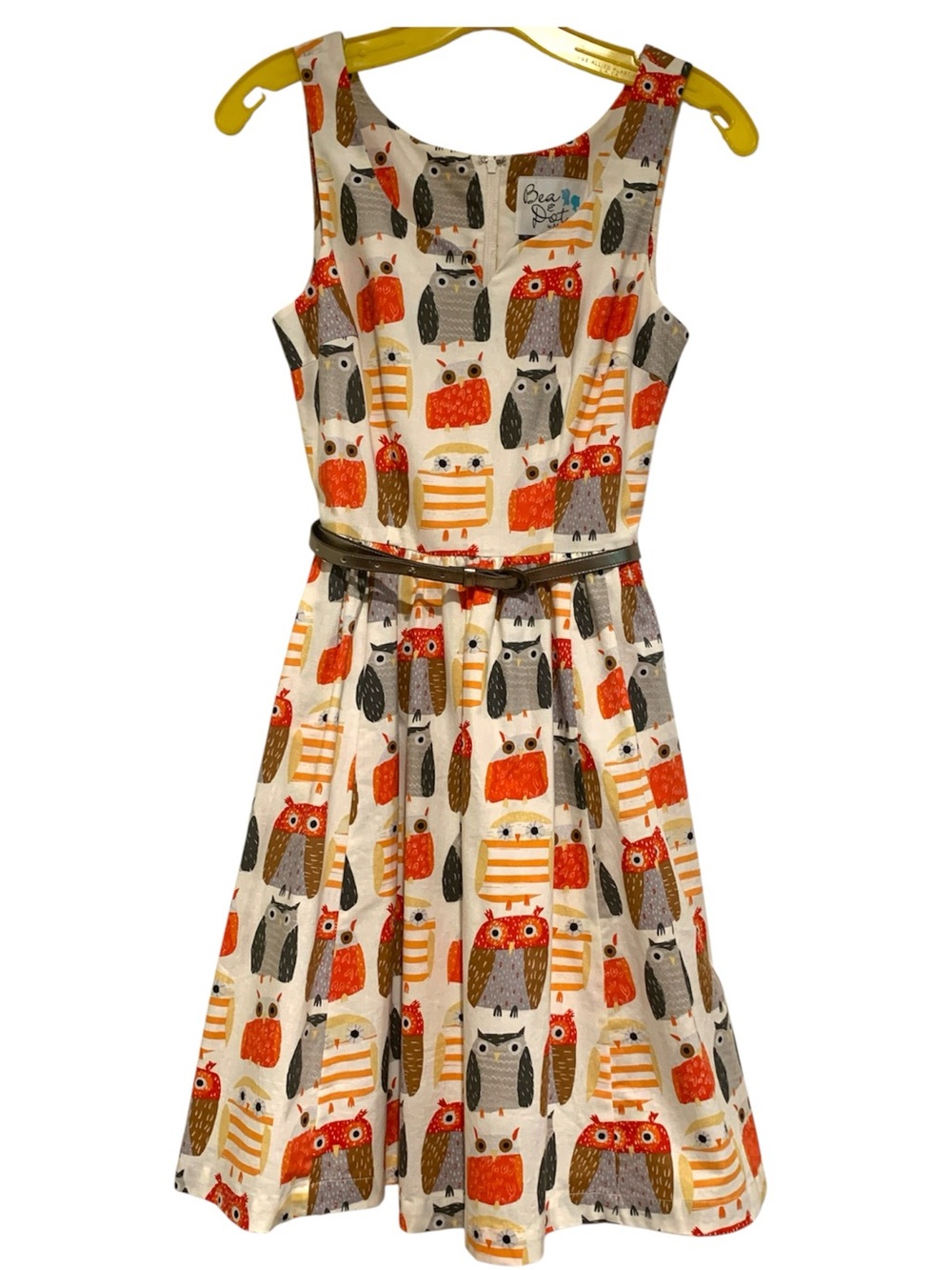 Bea & Dot Retro Style Owl Dress by Modcloth Sleeveless Full Skirt Size X-Small